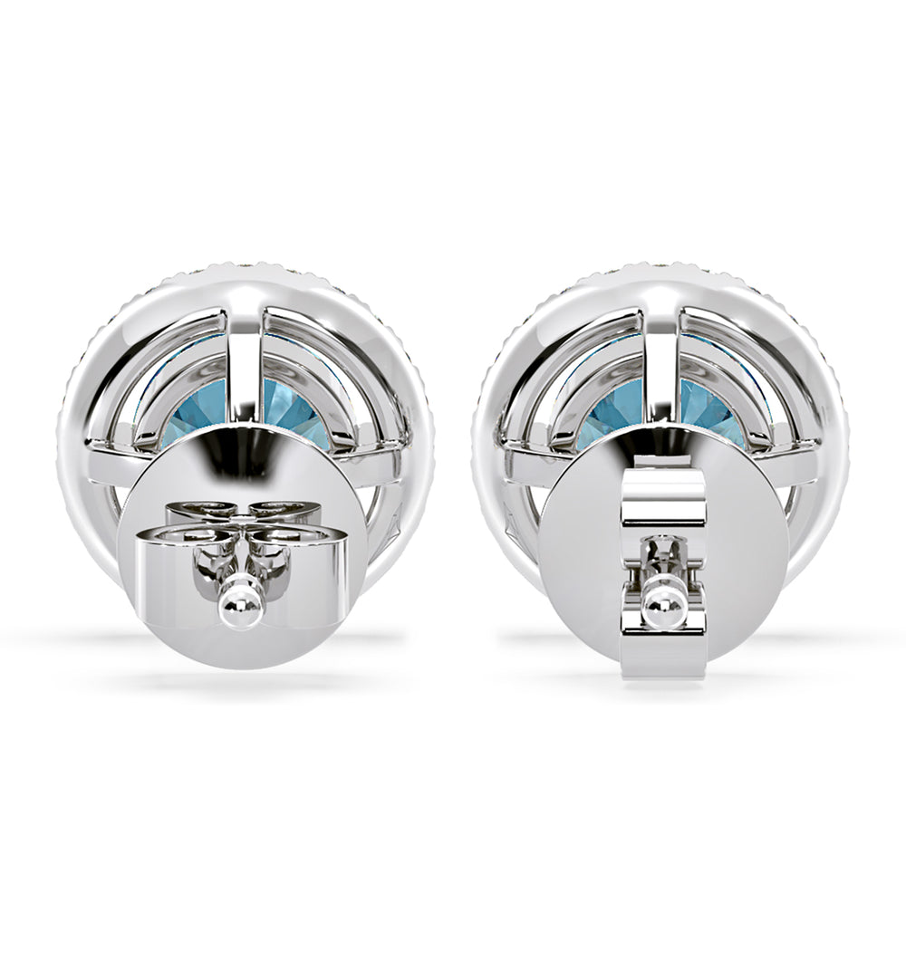 Ella Blue Lab Diamond 2.45ct Halo Earrings in 18K White Gold - Elara Collection