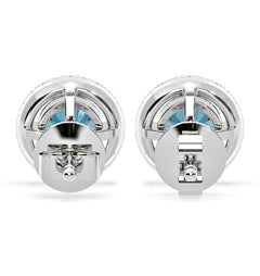 Ella Blue Lab Diamond 2.45ct Halo Earrings in 18K White Gold - Elara Collection