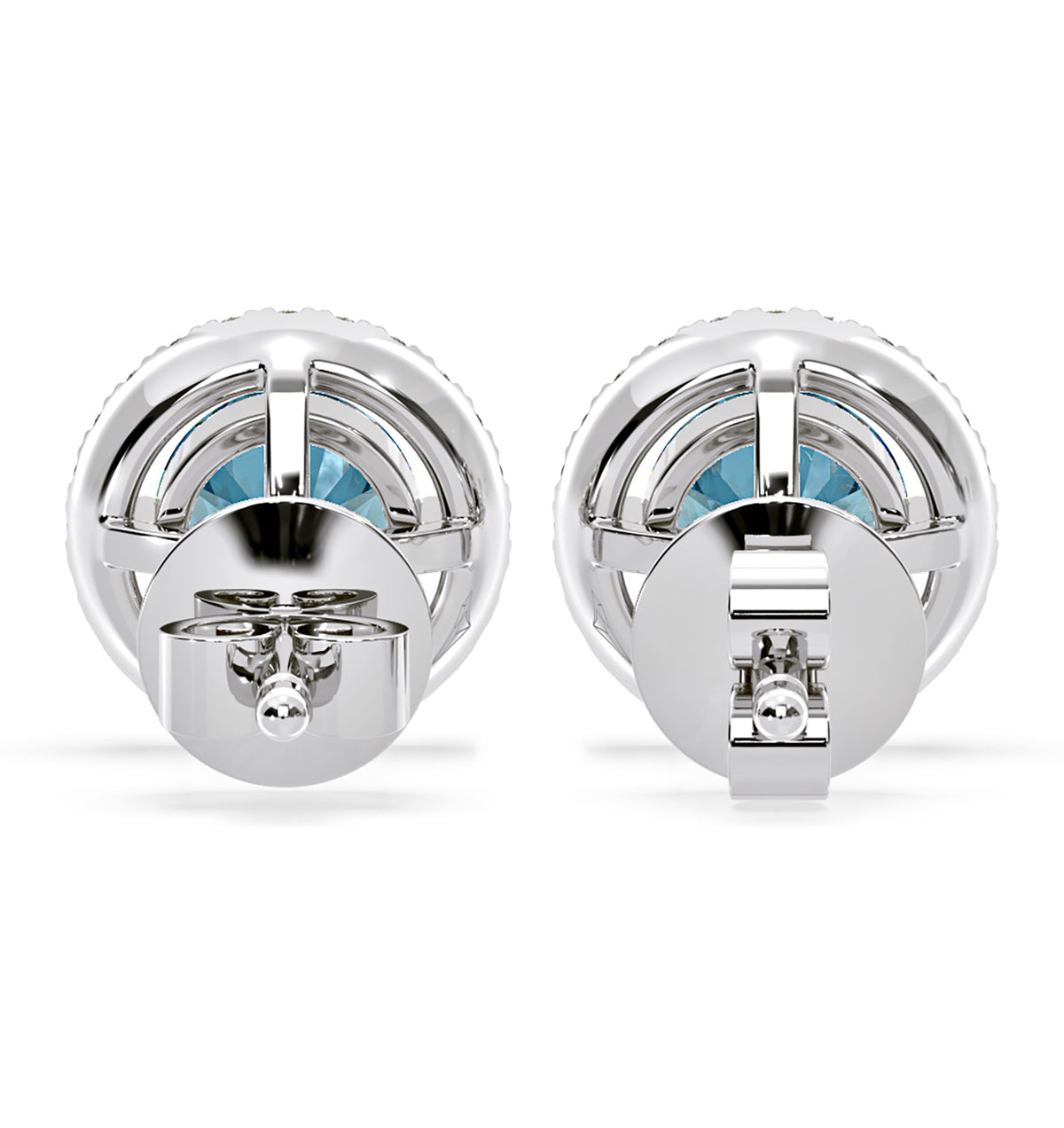 Ella Blue Lab Diamond 2.45ct Halo Earrings in 18K White Gold - Elara Collection