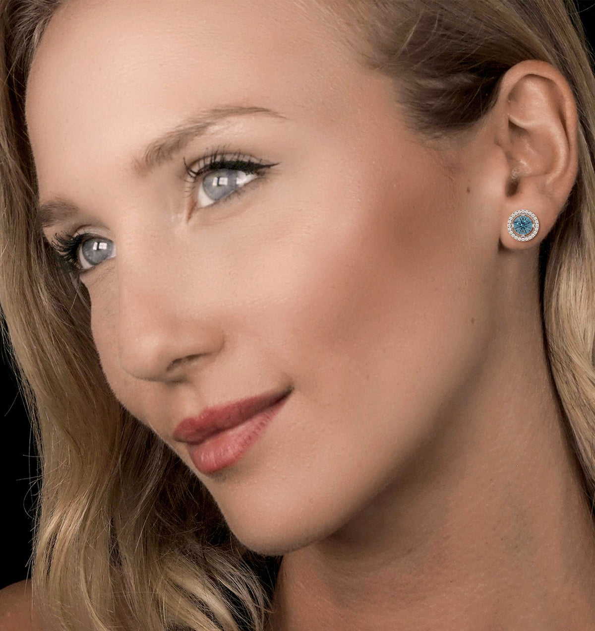 Ella Blue Lab Diamond 2.45ct Halo Earrings in 18K White Gold - Elara Collection