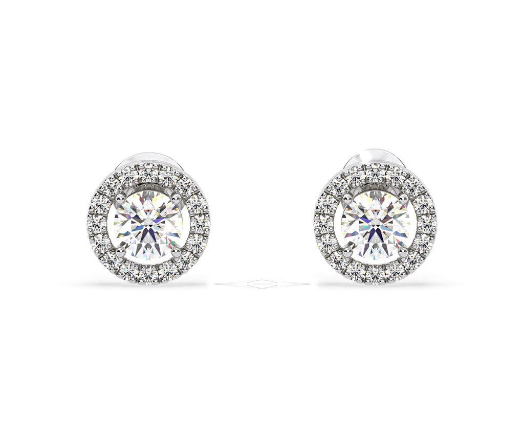Ella Lab Diamond Halo Earrings 2.45ct in 18K White Gold F/VS1