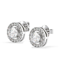 Ella Lab Diamond Halo Earrings 1.34ct in 18K White Gold F/VS1