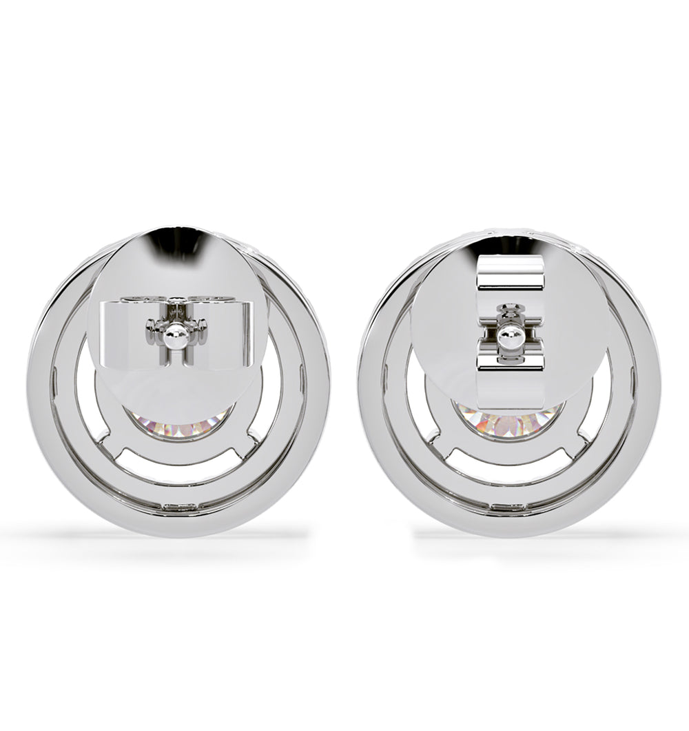 Ella Lab Diamond Halo Earrings 1.34ct in 18K White Gold F/VS1