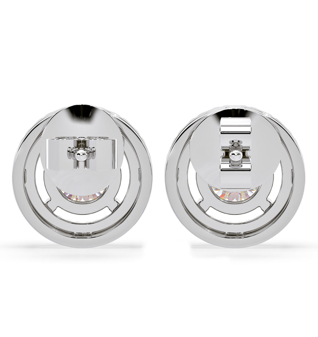 Ella Lab Diamond Halo Earrings 1.34ct in 18K White Gold F/VS1