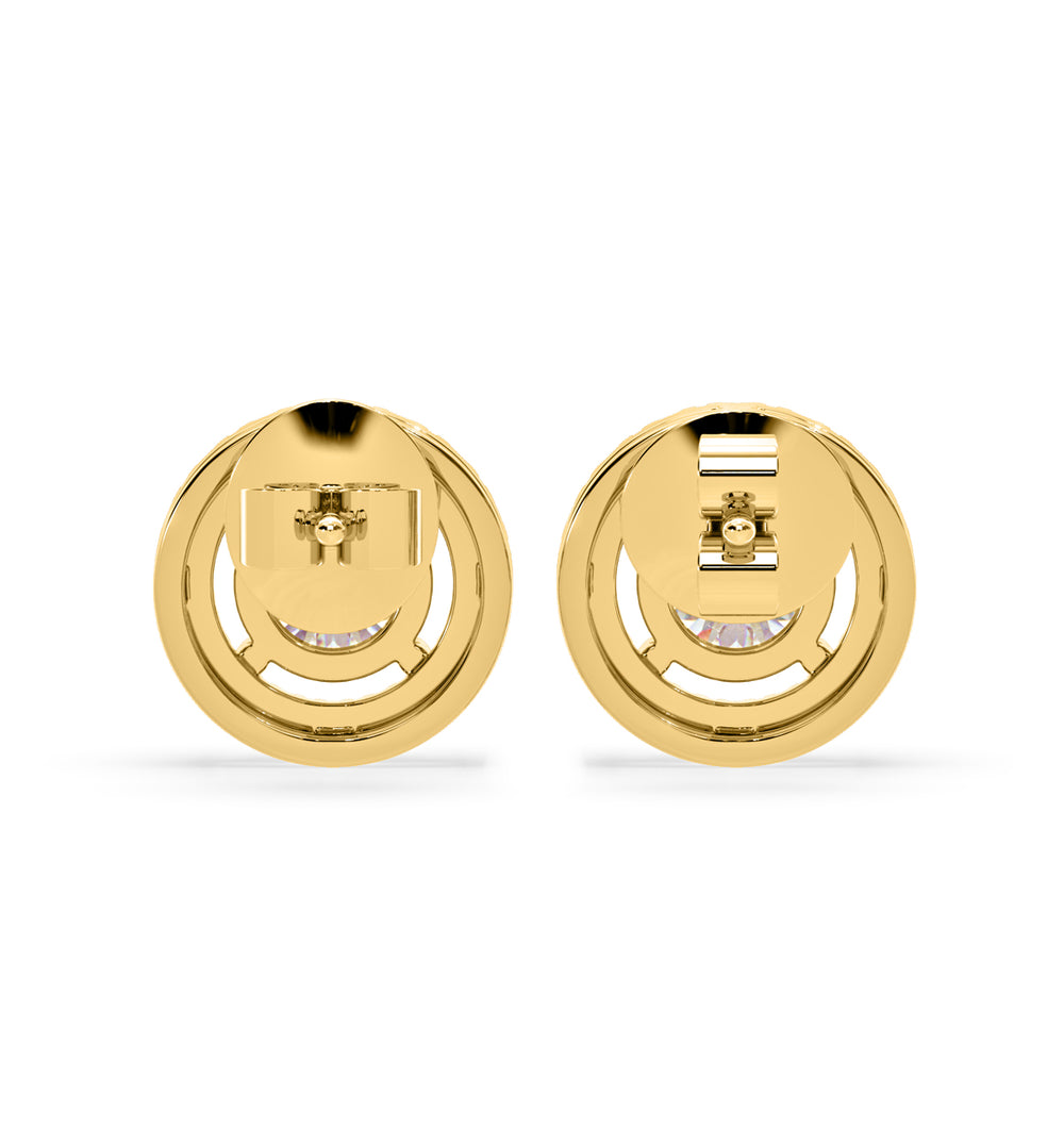 Ella Lab Diamond Halo Earrings 1.34ct in 18K Yellow Gold F/VS1