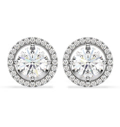 Ella Lab Diamond Halo Earrings 2.45ct in 18K White Gold F/VS1