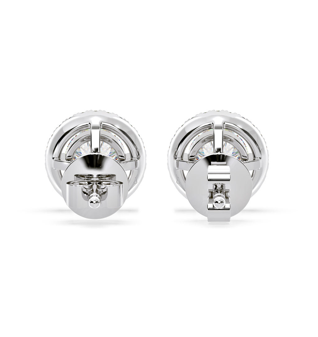 Ella Lab Diamond Halo Earrings 2.45ct in 18K White Gold F/VS1
