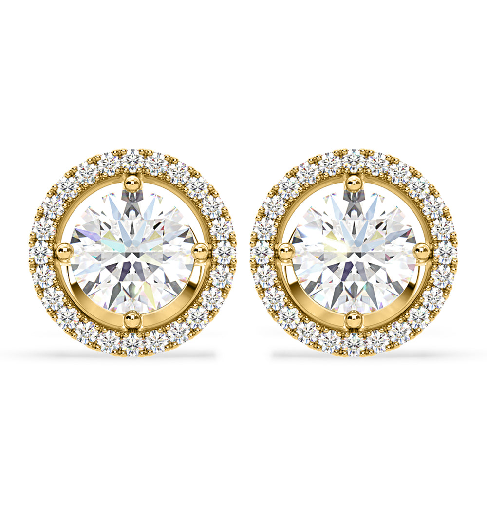 Ella Lab Diamond Halo Earrings 2.45ct in 18K Yellow Gold F/VS1