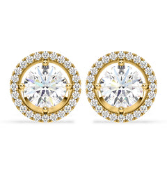 Ella Lab Diamond Halo Earrings 2.45ct in 18K Yellow Gold F/VS1
