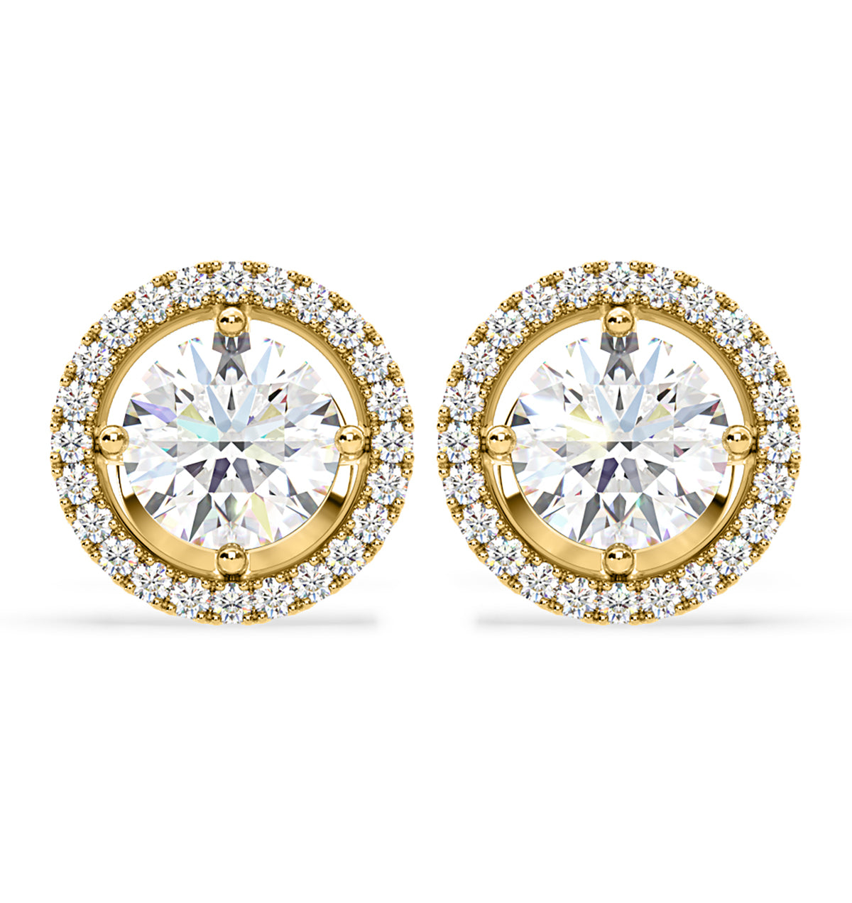 Ella Lab Diamond Halo Earrings 2.45ct in 18K Yellow Gold F/VS1
