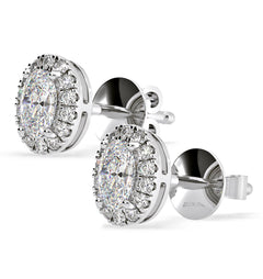 Georgina Oval Lab Diamond Halo Earrings 1.34ct in 18K White Gold F/VS1