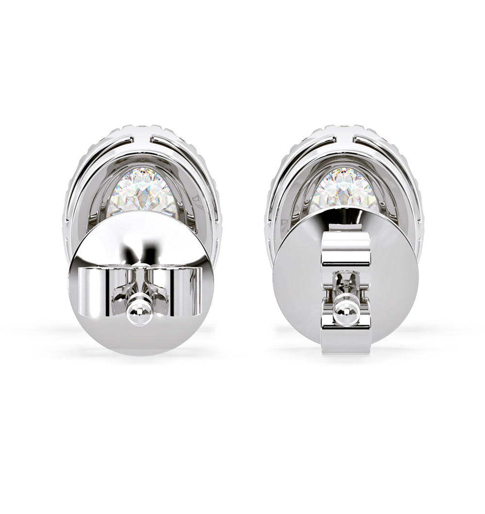 Georgina Oval Lab Diamond Halo Earrings 1.34ct in 18K White Gold F/VS1
