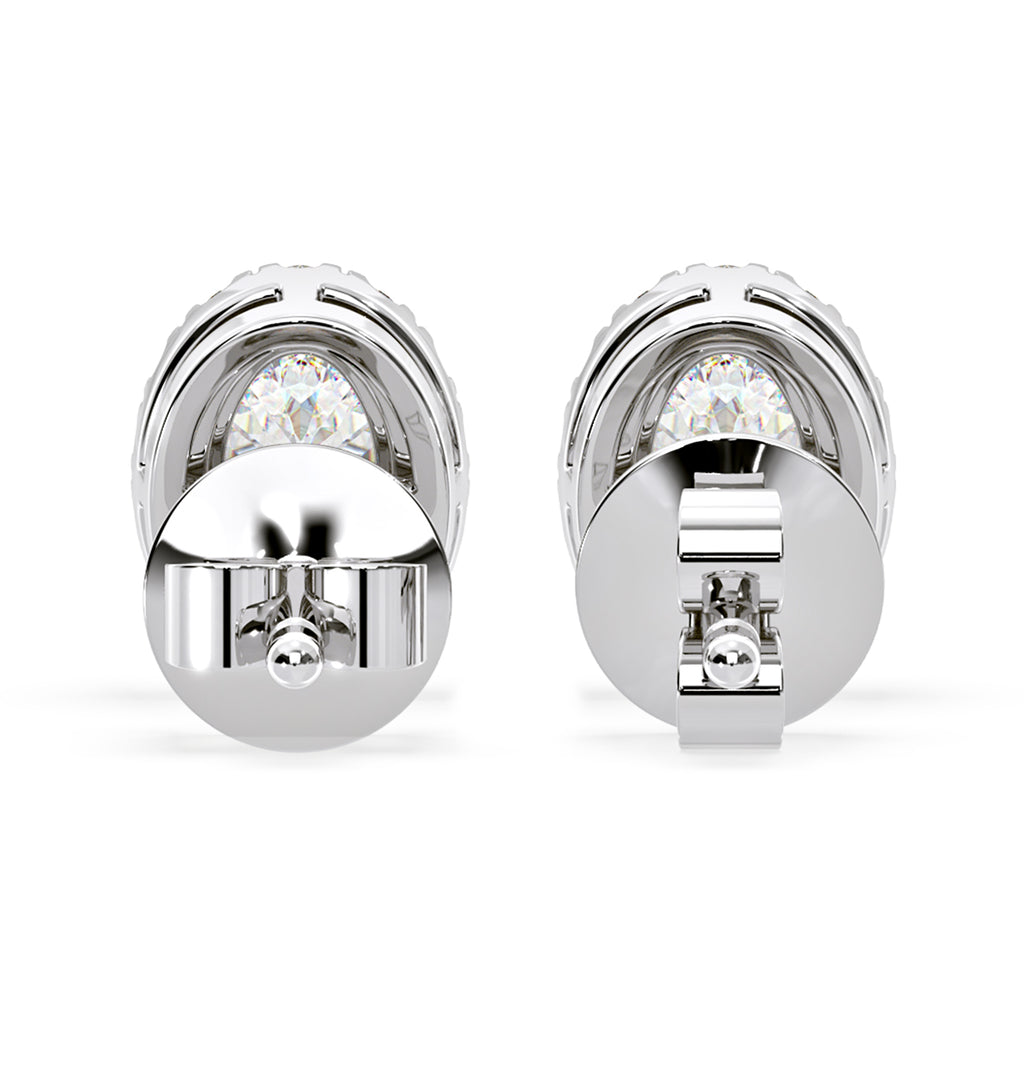 Georgina Oval Lab Diamond Halo Earrings 1.34ct in 18K White Gold F/VS1