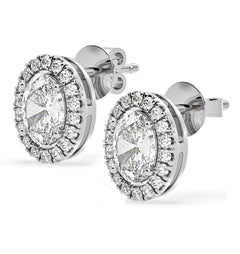 Georgina Oval Lab Diamond Halo Earrings 2.45ct in 18K White Gold F/VS1