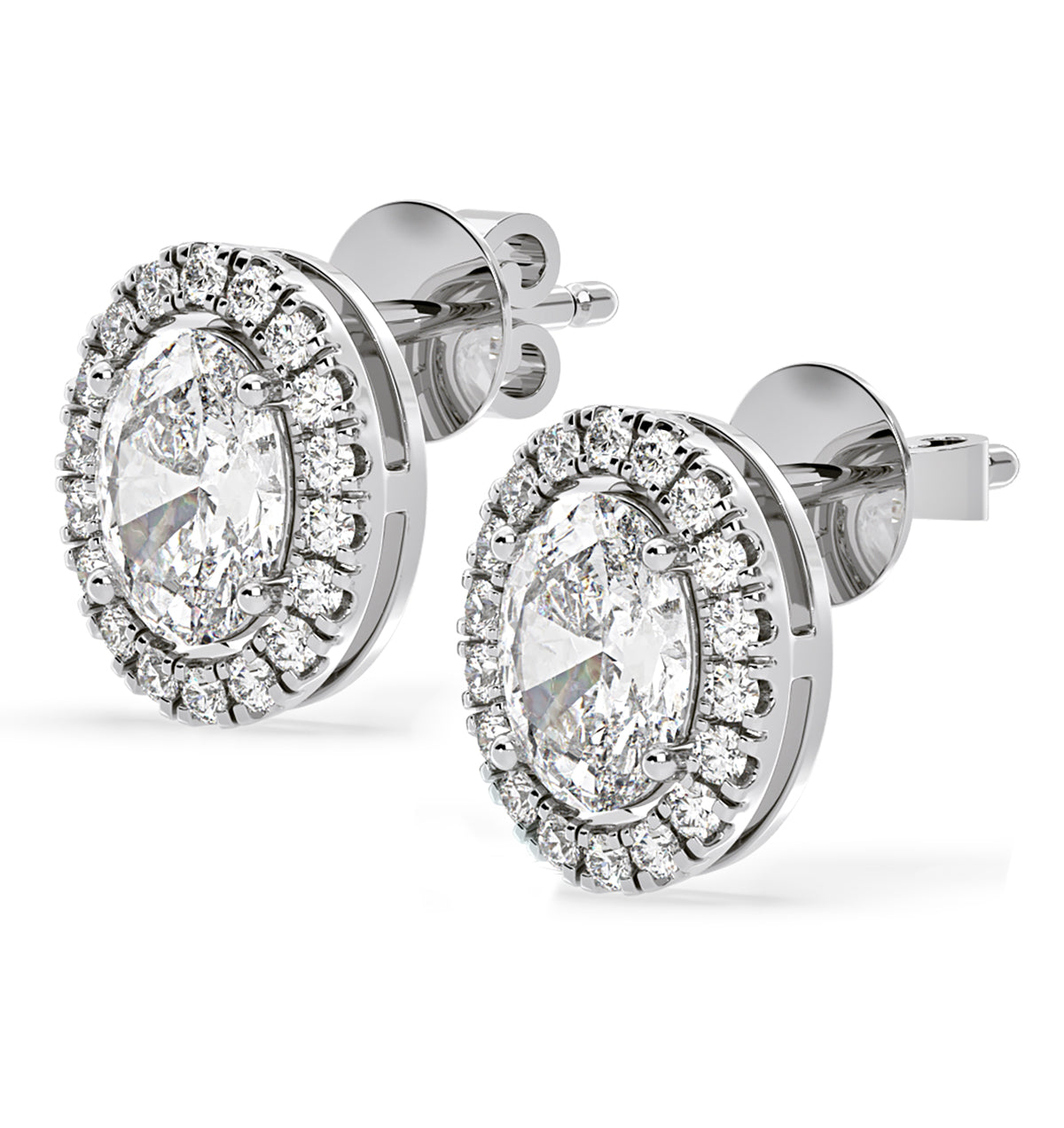 Georgina Oval Lab Diamond Halo Earrings 2.45ct in 18K White Gold F/VS1