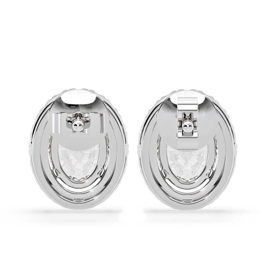 Georgina Oval Lab Diamond Halo Earrings 2.45ct in 18K White Gold F/VS1