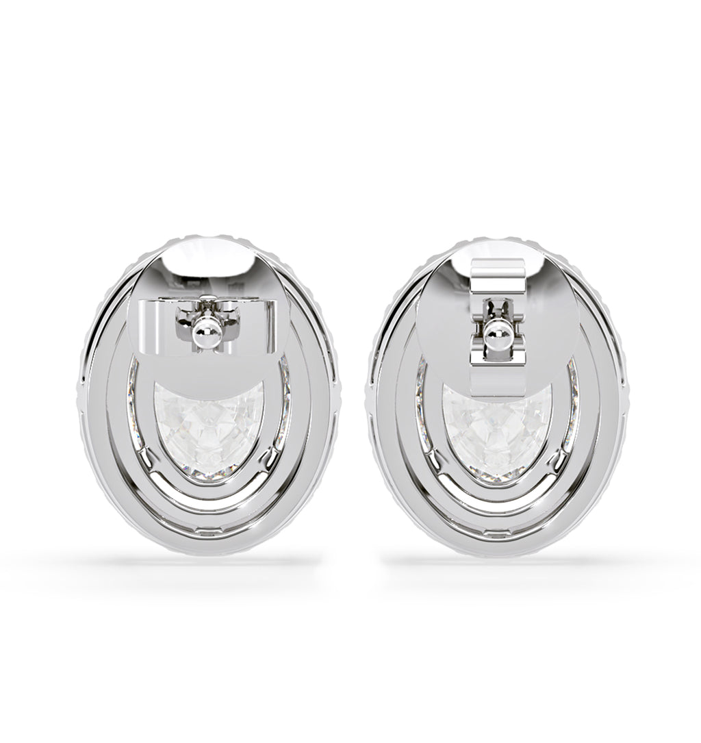 Georgina Oval Lab Diamond Halo Earrings 2.45ct in 18K White Gold F/VS1