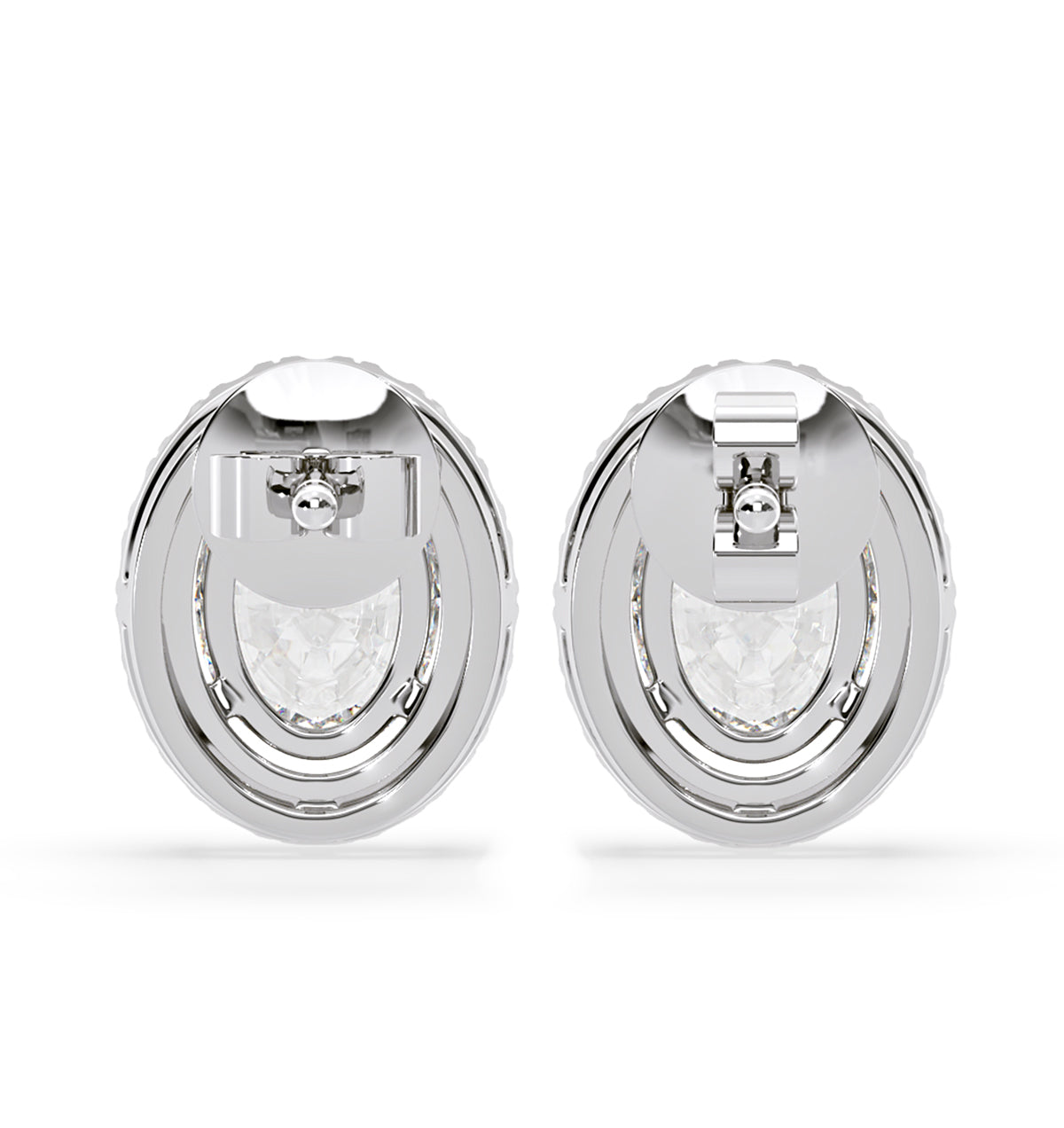 Georgina Oval Lab Diamond Halo Earrings 2.45ct in 18K White Gold F/VS1