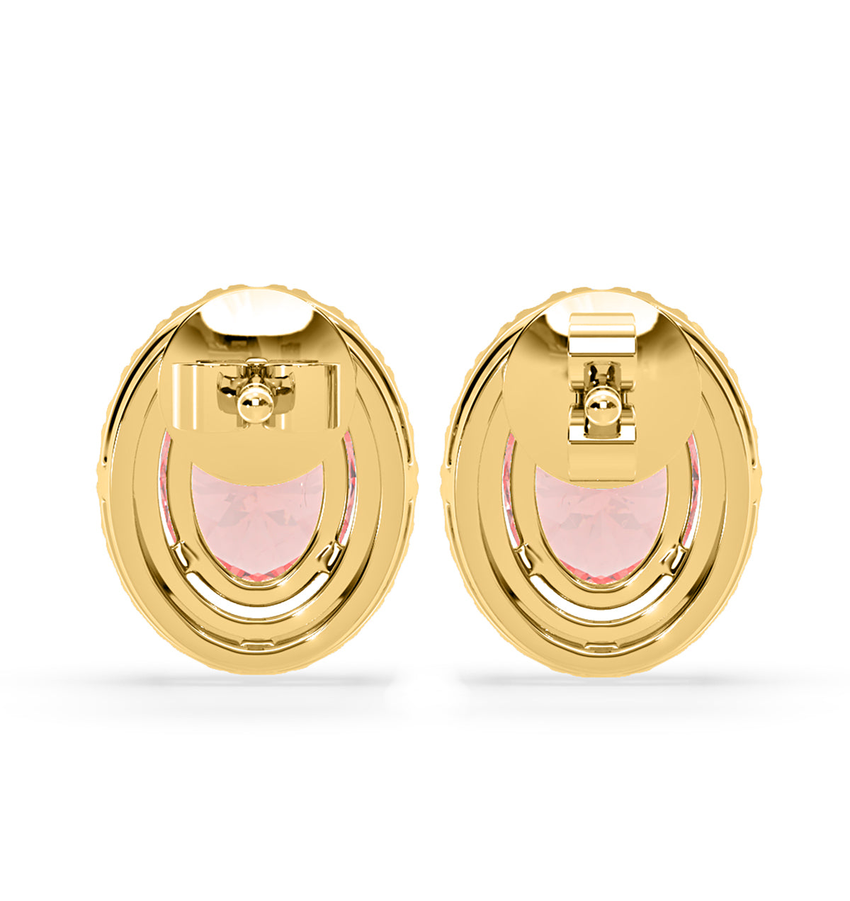 Georgina Pink Lab Diamond 2.45ct Oval Halo Earrings in 18K Gold - Elara Collection