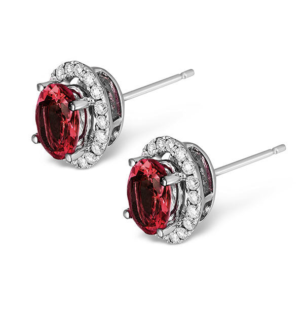 Ruby 2.30CT And Diamond 18K White Gold Earrings