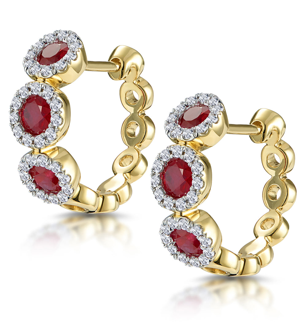Ruby and Diamond Trilogy Earrings in 18K Gold - Asteria Collection
