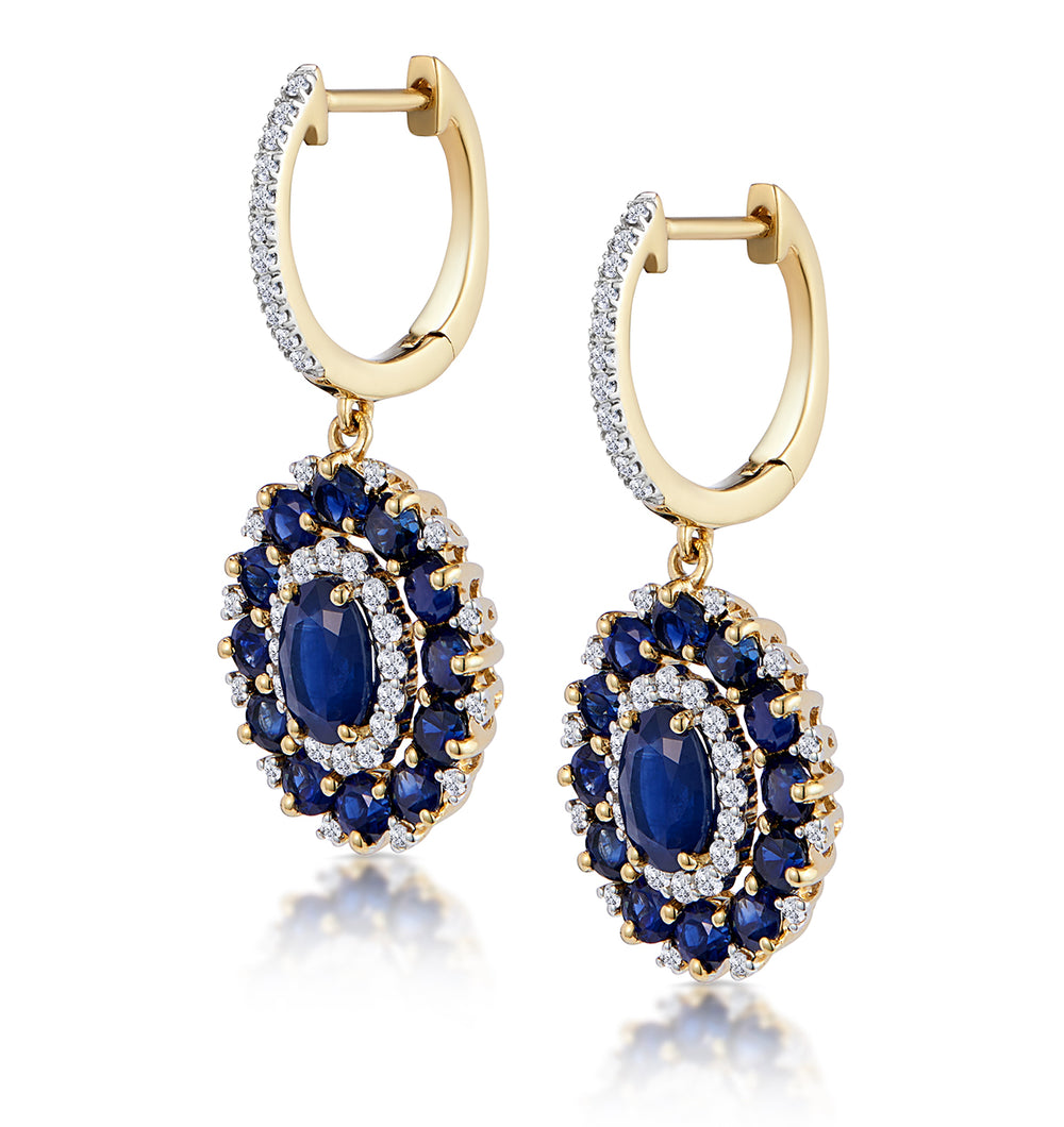 2.85ct Sapphire Asteria Collection Diamond Drop Earrings in 18K Gold