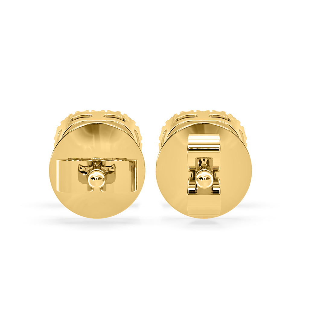 Beatrice Cushion Cut Lab Diamond Halo Earrings 1.30ct in 18K Yellow Gold F/VS1