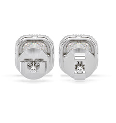 Beatrice Cushion Cut Lab Diamond Halo Earrings 2.45ct in 18K White Gold F/VS1