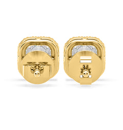 Beatrice Cushion Cut Lab Diamond Halo Earrings 2.45ct in 18K Yellow Gold F/VS1