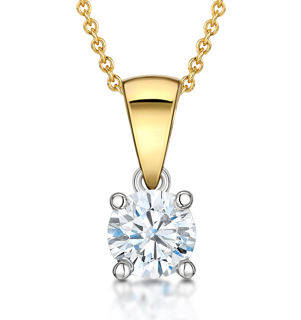 Chloe 0.50ct Diamond Solitaire Pendant Necklace Premium Quality in 18K Yellow Gold