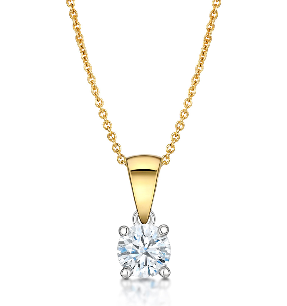 Chloe 0.50ct Diamond Solitaire Pendant Necklace Premium Quality in 18K Yellow Gold