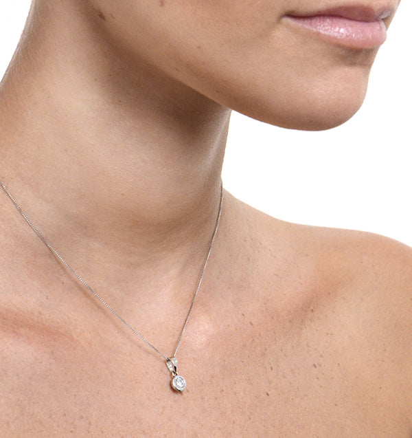 0.50ct Diamond and 18K White Gold Pendant Necklace - FR24-72RMY