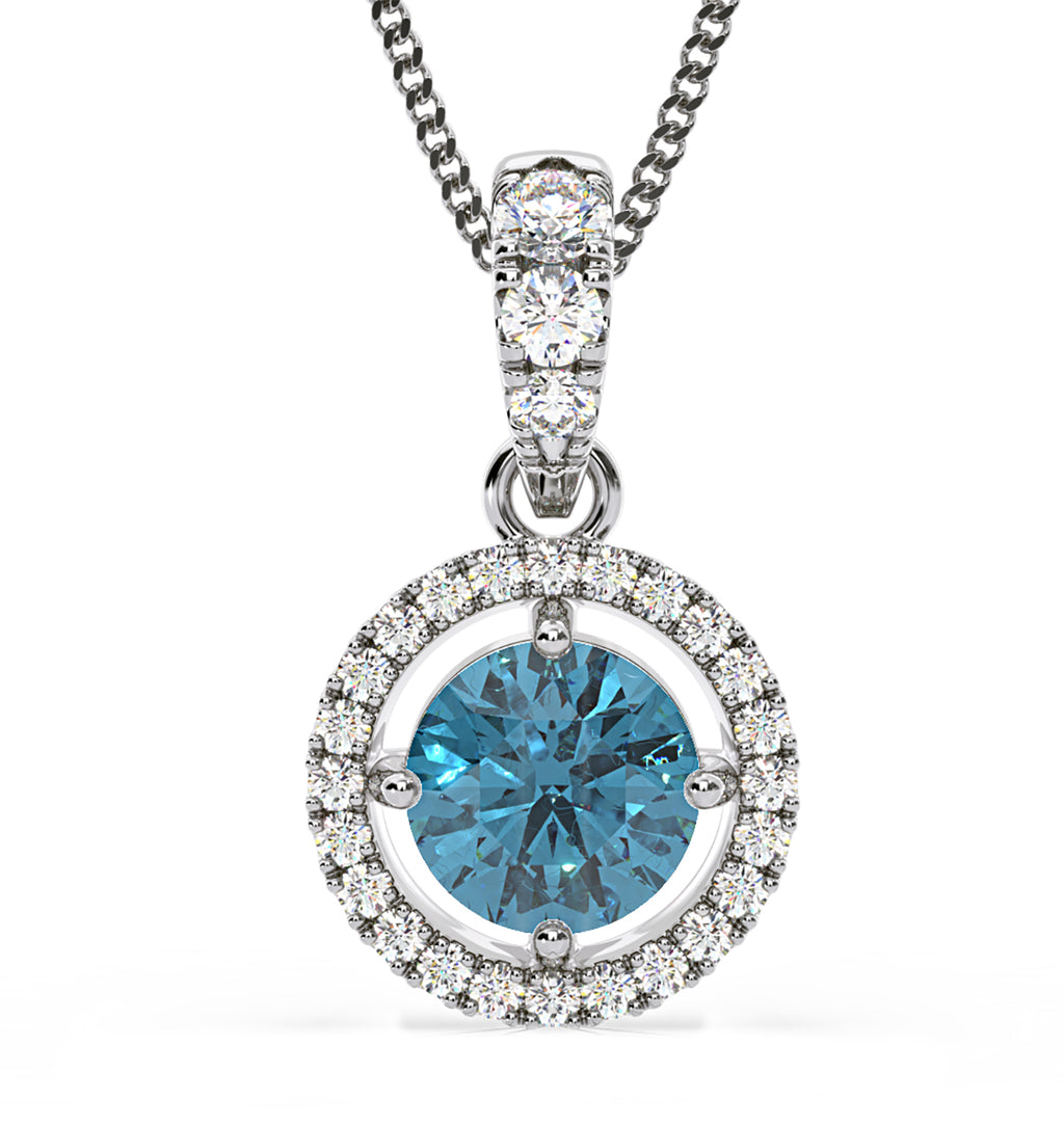 Ella Blue Lab Diamond 1.38ct Pendant Necklace in 18K White Gold - Elara Collection