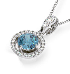 Ella Blue Lab Diamond 1.38ct Pendant Necklace in 18K White Gold - Elara Collection