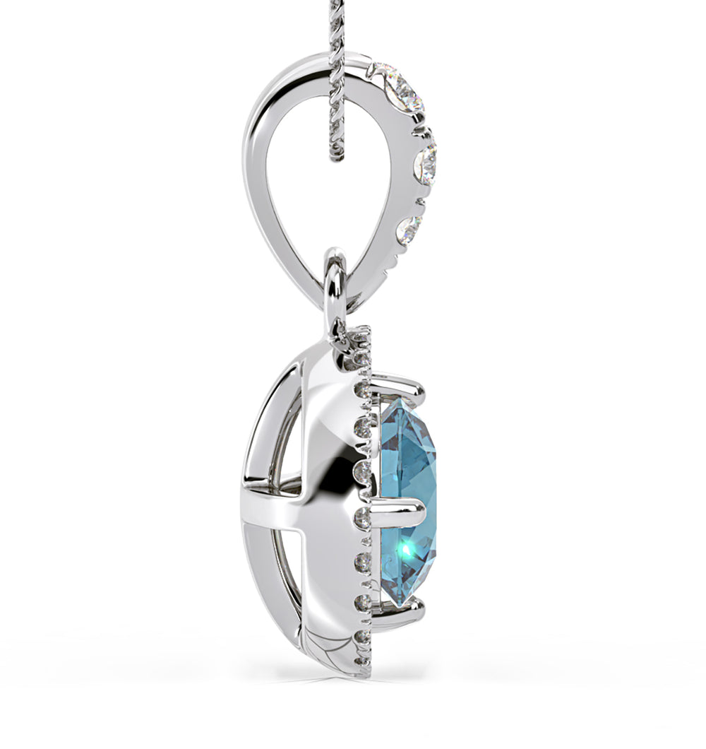 Ella Blue Lab Diamond 1.38ct Pendant Necklace in 18K White Gold - Elara Collection