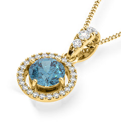 Ella Blue Lab Diamond 1.38ct Pendant Necklace in 18K Yellow Gold - Elara Collection