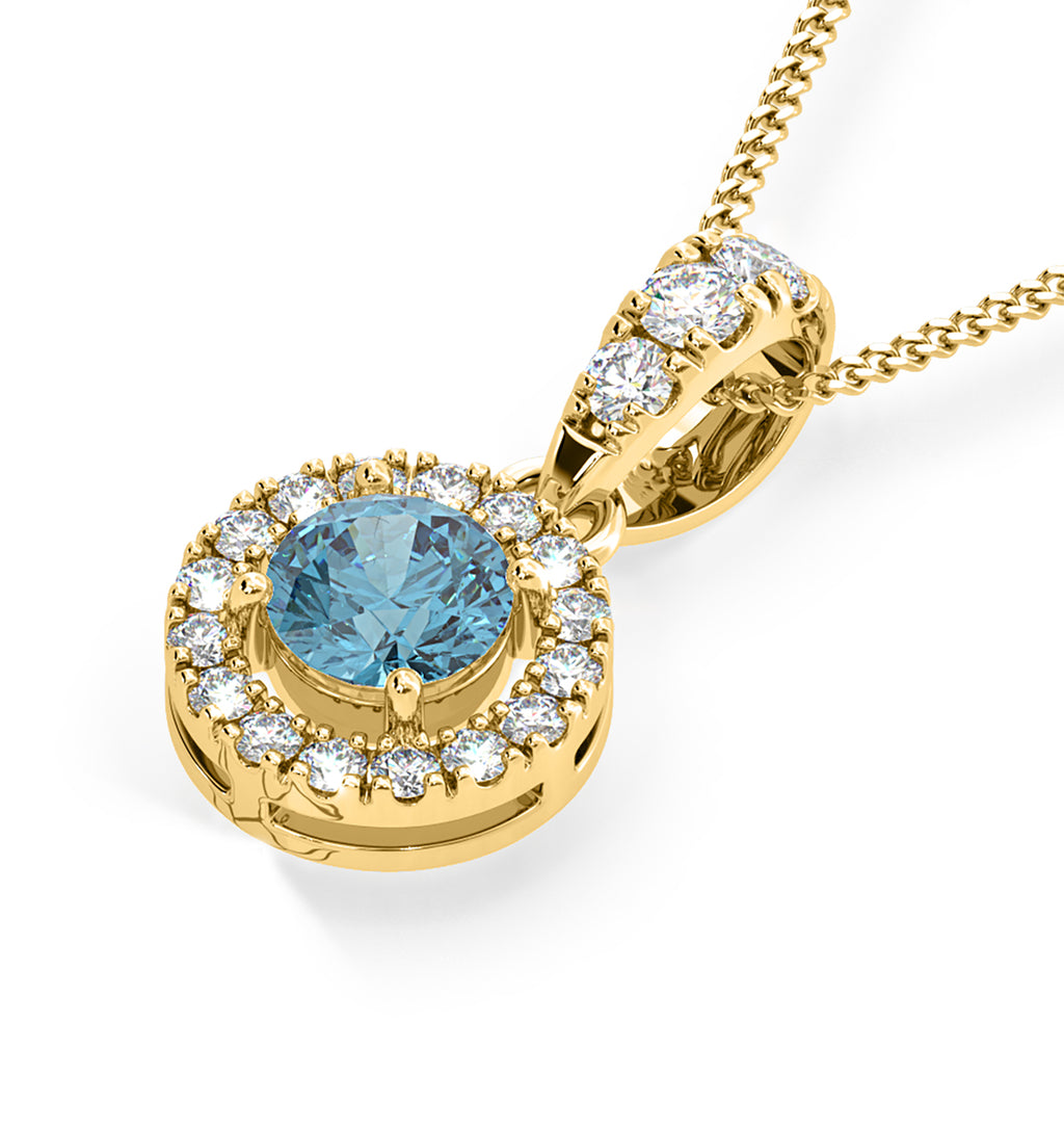 Ella Blue Lab Diamond 0.71ct Pendant Necklace in 18K Yellow Gold - Elara Collection