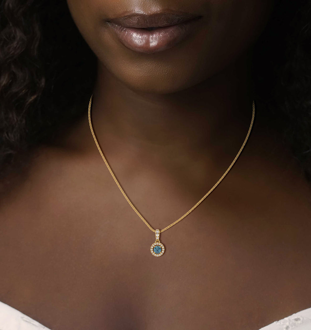 Ella Blue Lab Diamond 0.71ct Pendant Necklace in 18K Yellow Gold - Elara Collection
