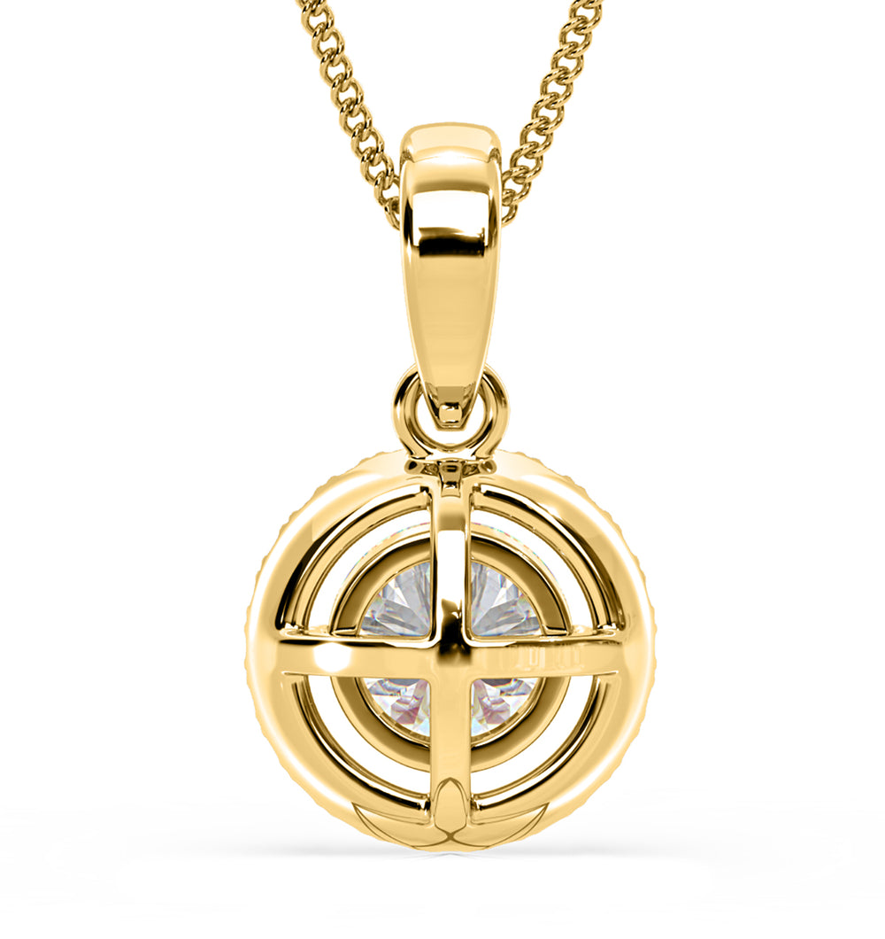 Ella Lab Diamond Halo 1.38ct Pendant Necklace in 18K Yellow Gold F/VS1