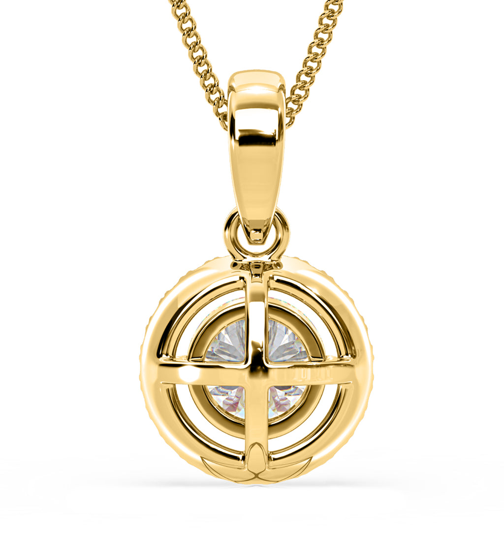 Ella Lab Diamond Halo 1.38ct Pendant Necklace in 18K Yellow Gold F/VS1