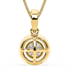 Ella Lab Diamond Halo 1.38ct Pendant Necklace in 18K Yellow Gold F/VS1