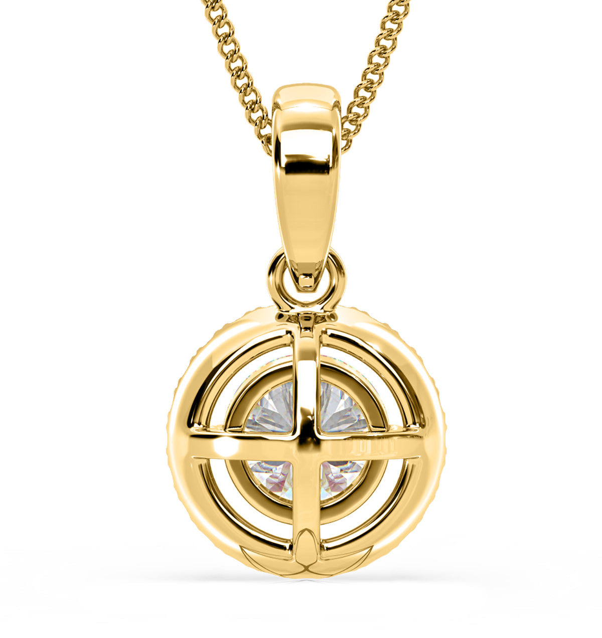 Ella Lab Diamond Halo 1.38ct Pendant Necklace in 18K Yellow Gold F/VS1