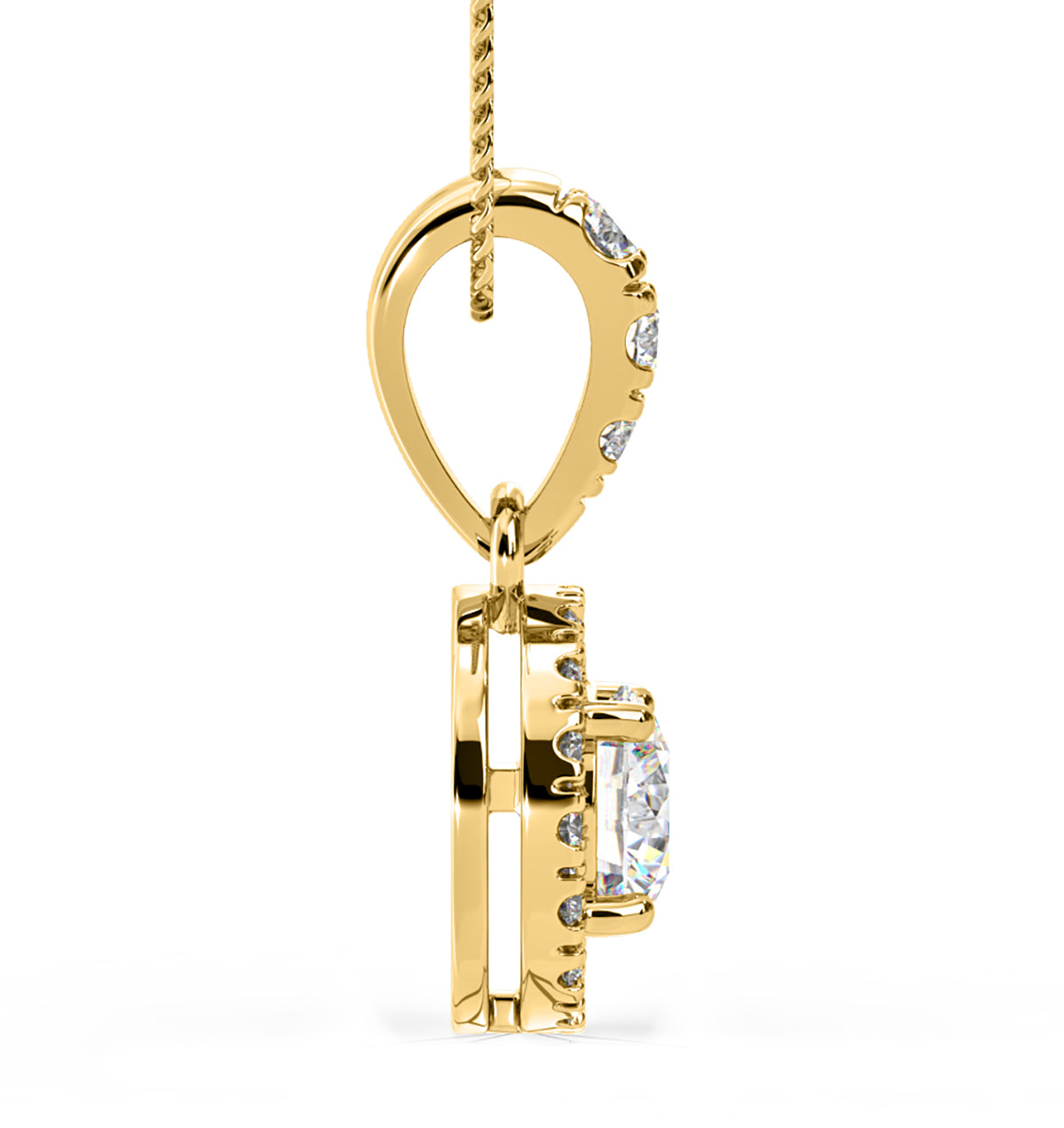 Ella Lab Diamond Halo 0.71ct Pendant Necklace in 18K Yellow Gold F/VS1