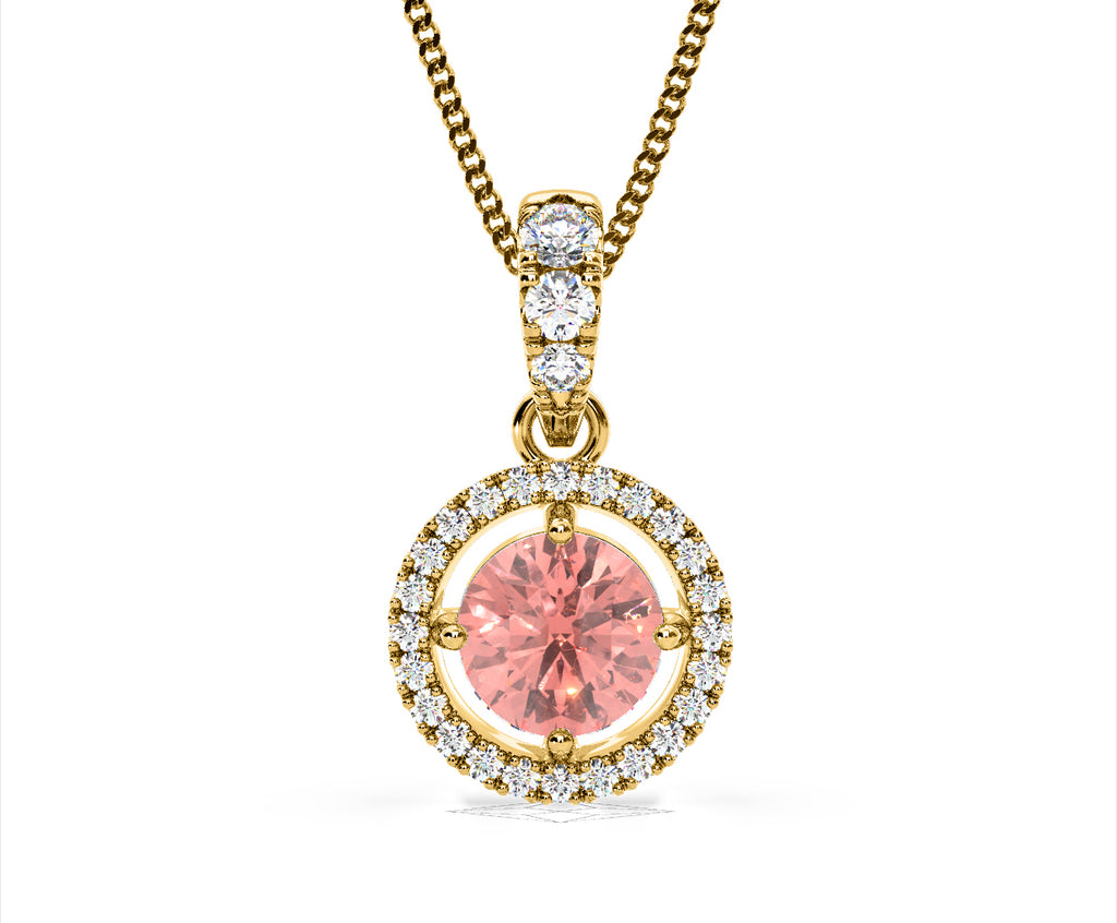 Ella Pink Lab Diamond 1.38ct Pendant Necklace in 18K Yellow Gold - Elara Collection
