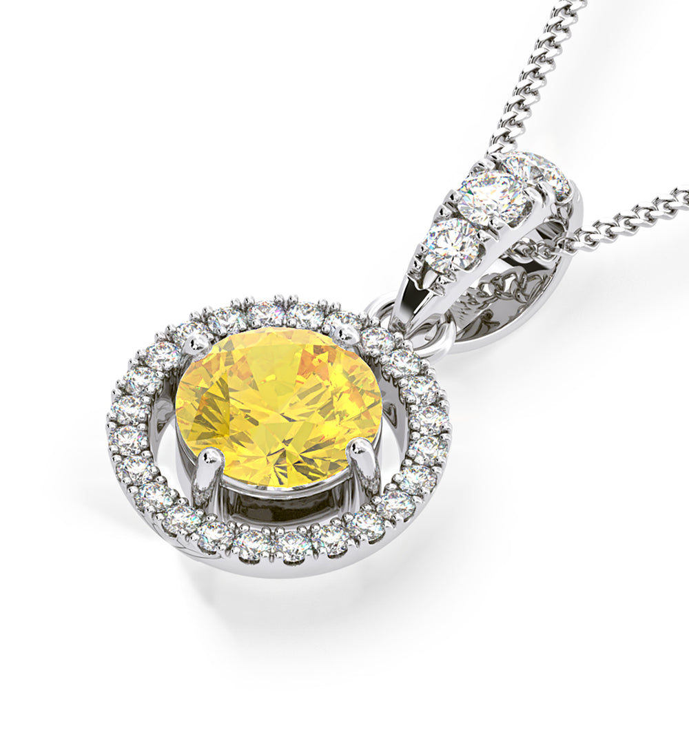 Ella Yellow Lab Diamond 1.38ct Pendant Necklace in 18K White Gold - Elara Collection
