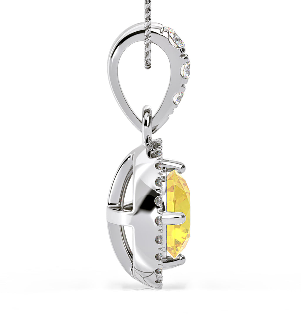 Ella Yellow Lab Diamond 1.38ct Pendant Necklace in 18K White Gold - Elara Collection