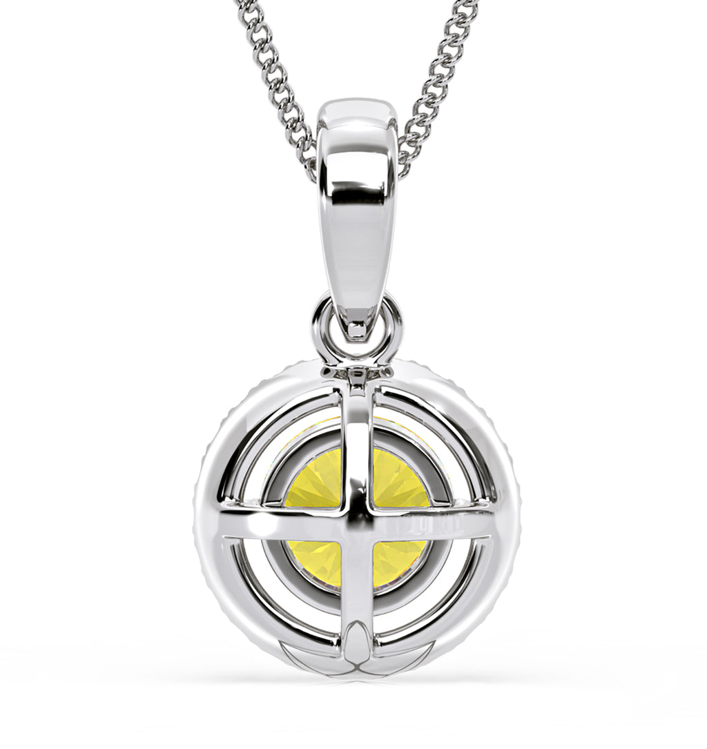 Ella Yellow Lab Diamond 1.38ct Pendant Necklace in 18K White Gold - Elara Collection