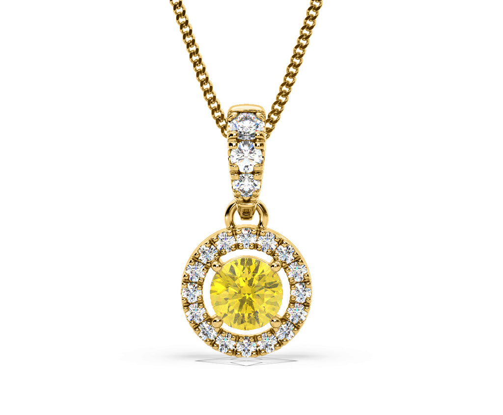 Ella Yellow Lab Diamond 0.71ct Pendant Necklace in 18K Yellow Gold - Elara Collection