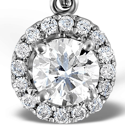Ella Lab Diamond Halo Necklace in 18K White Gold 1.30ct F/VS1