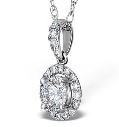 Ella Lab Diamond Halo Necklace in 18K White Gold 1.30ct F/VS1